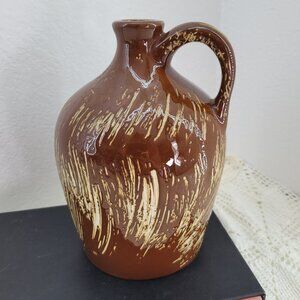 Vintage Helvetic Little Brown Jug Glazed Ceramic with Music Box Reuge Swiss